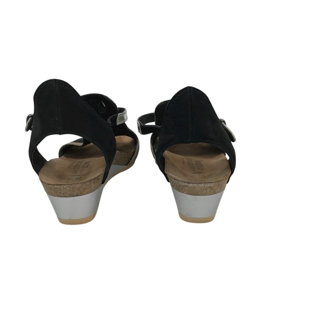 Naot Women's Fiona Sandals Size 37 6 Black Leather Wedge Heel Caged Shoe Open - Picture 2 of 6